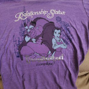 Ladies Beauty and the Beast "Relationship Status" purple t-shirt